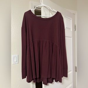 Free People Burgundy Peplum Top